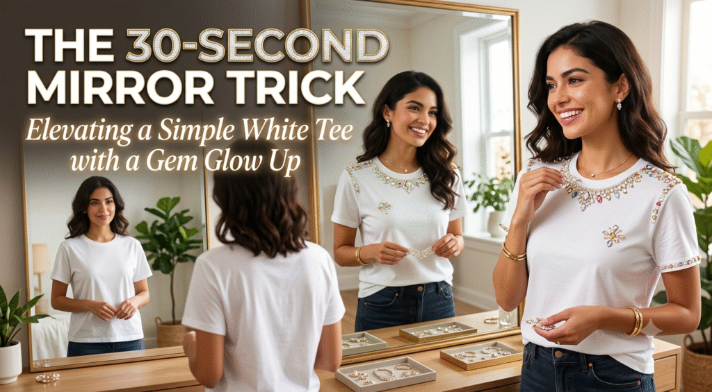 30-Sec Mirror Trick: Elevate a White Tee with Gem Glow